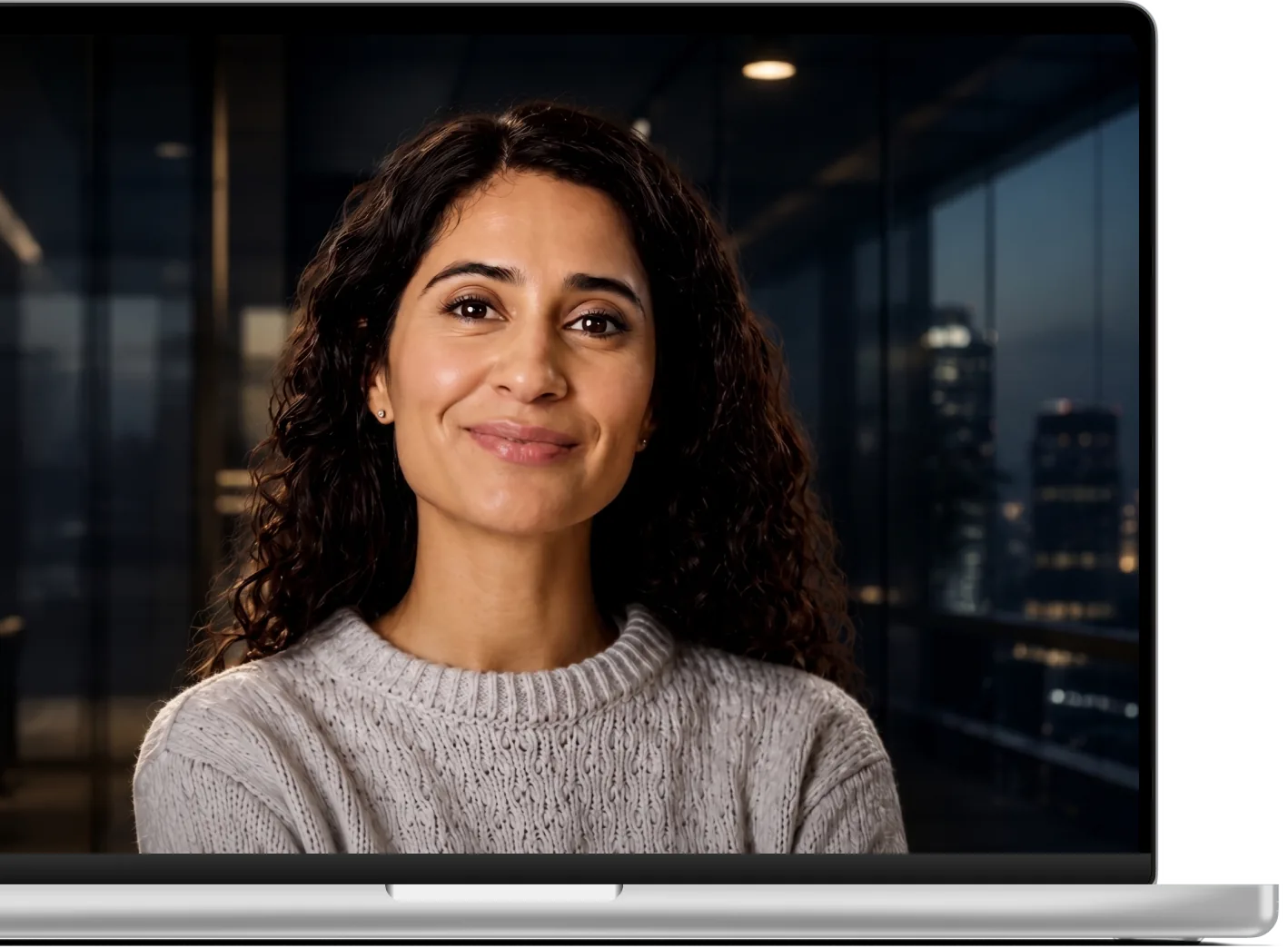 A laptop showing an AI interviewer waiting to start a job interview